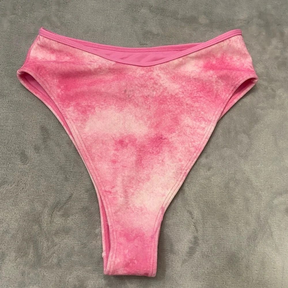 New! Frankie’s Bikinis Pink Anne Terry Full Coverage Bikini Bottom 24112